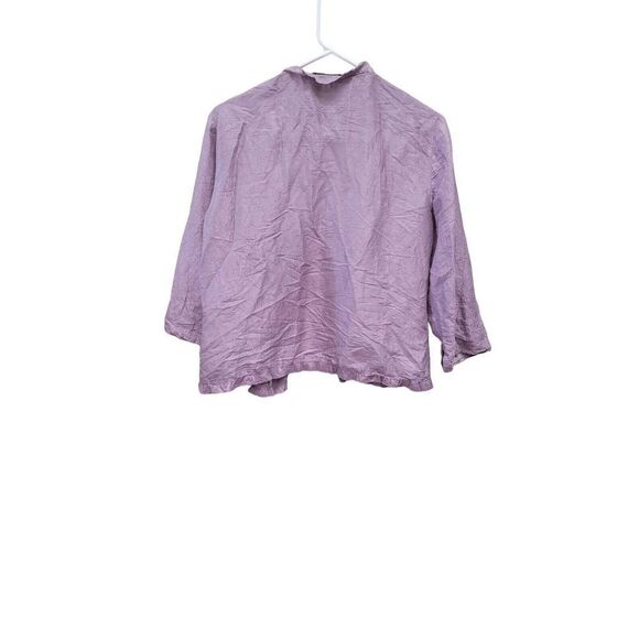 Eileen Fisher Womens Purple Open Front Button Up Silk Jacket Blazer Size Small - Picture 6 of 9